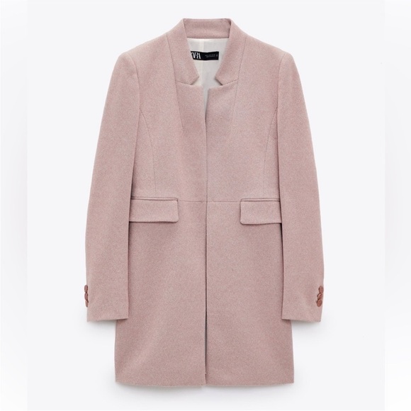 Zara Pink lapel Frock Coat Size S - Picture 4 of 12